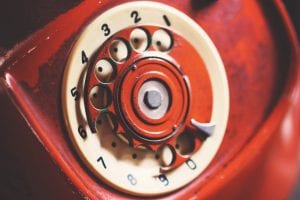 Red Distressed Rotary Phone
